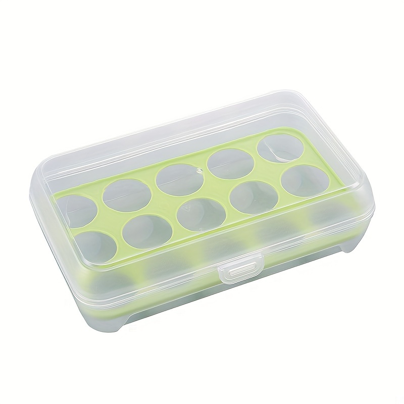 1pcs Anti-collision Home Refrigerator Fresh-keeping Egg Storage Box Kitchen  Snap-on Lid With Stackable 18-grid Egg Box In Random Colors