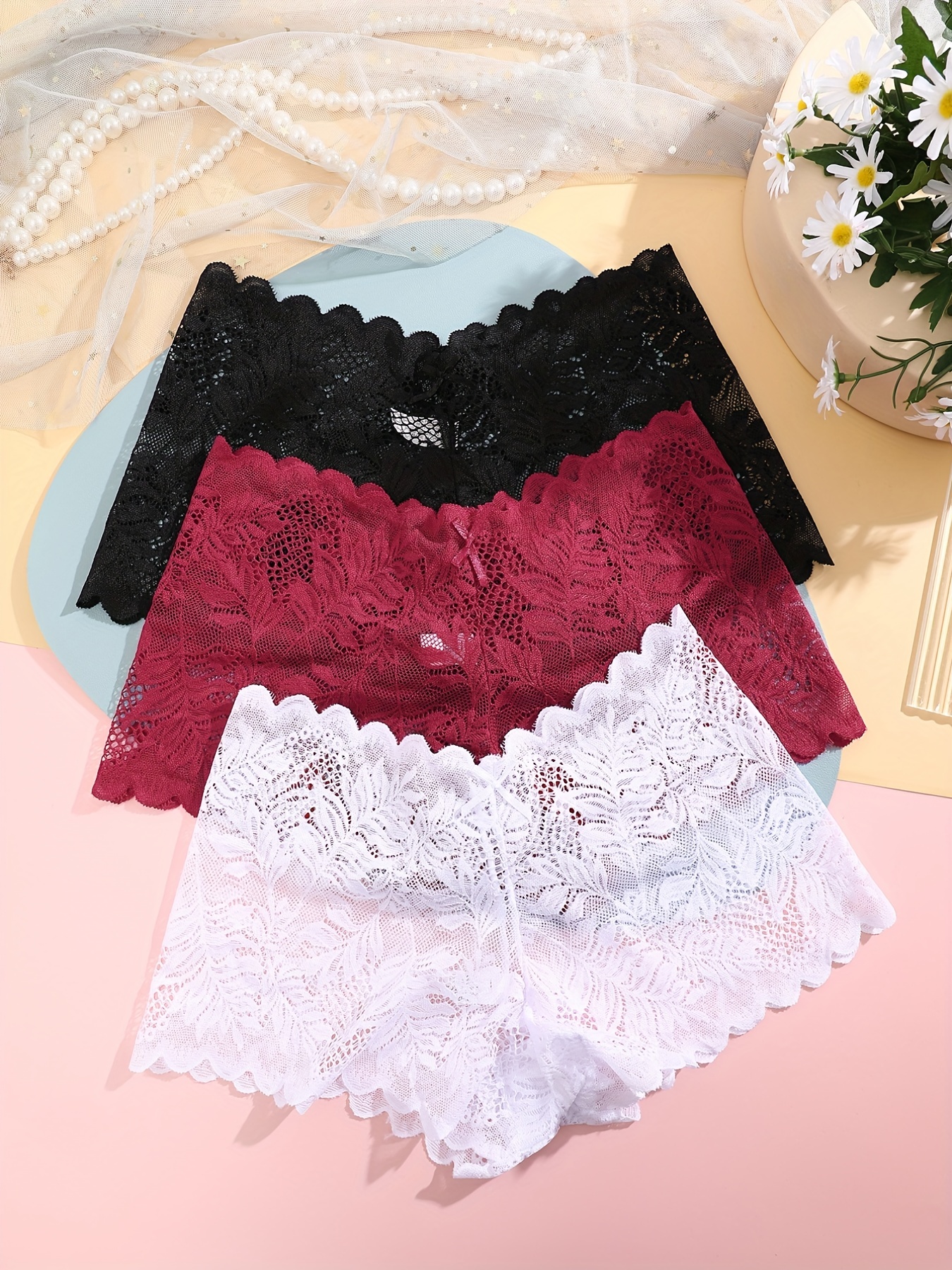Youmita Women's Boy Shorts Underwear, Lace and Mesh Caged Back Boy Shorts -  2 Pairs (Small, s) at  Women's Clothing store