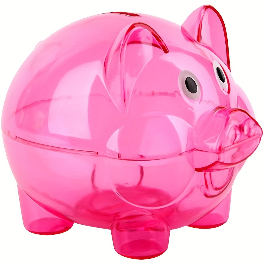 1pc Cute Piggy Bank Plastic Pig Money Bank Piggy Bank Pig Money Box Coin  Bank Plastic Saving(big) (pink)