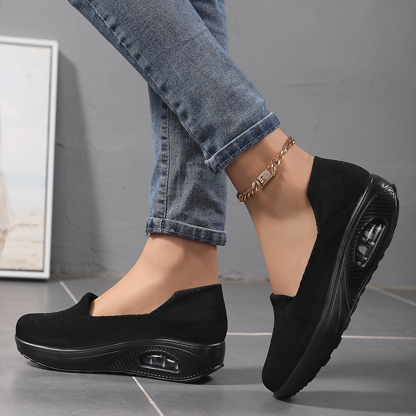 Zapatos Caminar Ocio Mujer Zapatillas Sin Cordones Tejidas - Temu