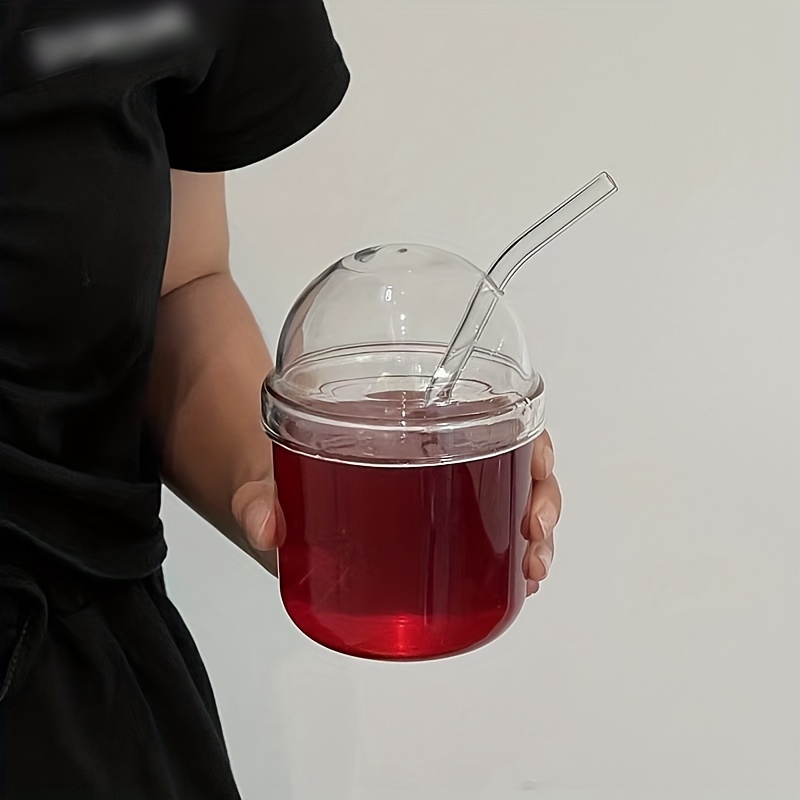 Heat Resistant Glass Tumbler With Dome Lid And Straw - - Perfect For Summer  And Winter Drinks - Cute And Stylish Travel Accessory - Temu