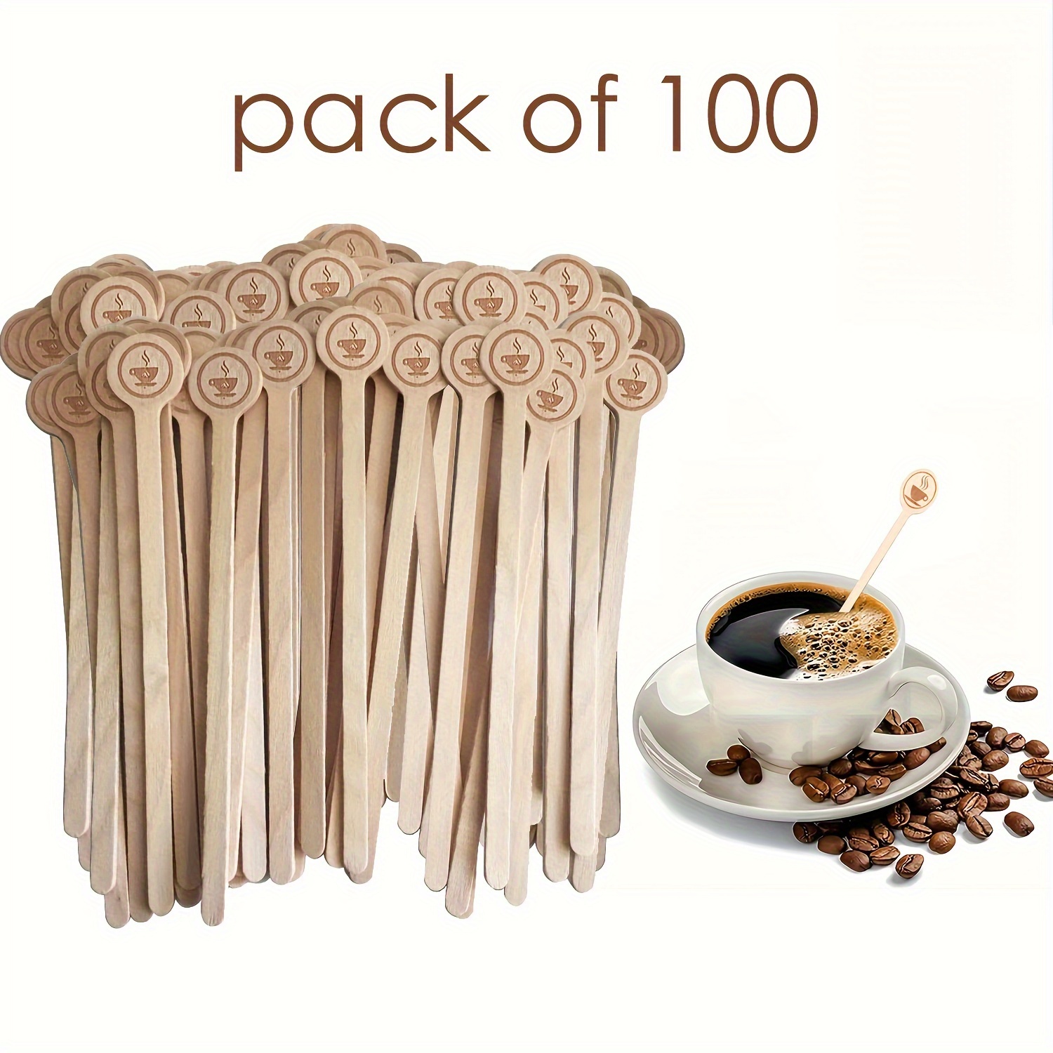 100pcs Natural Wooden tea Coffee Stirrers Cafe Supplies Disposable  individual package stir sticks Kitchen Bar Supplies