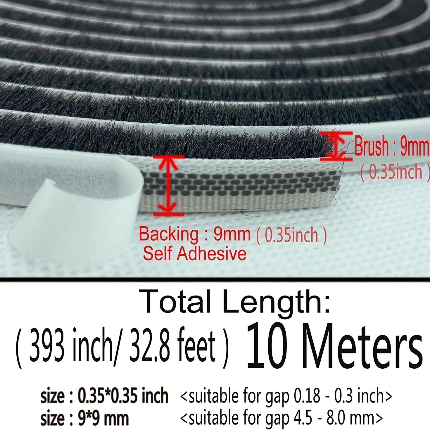 Weather Stripping for Door,Self Adhesive Brush Window Seal Strip for House  Windows Weatherproof Soundproof Dustproof 16 FT Length 0.350.2 inch