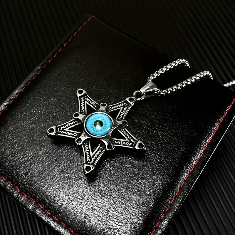 Evil Mask Pendant Necklace with Chain Titanium Steel Wallet
