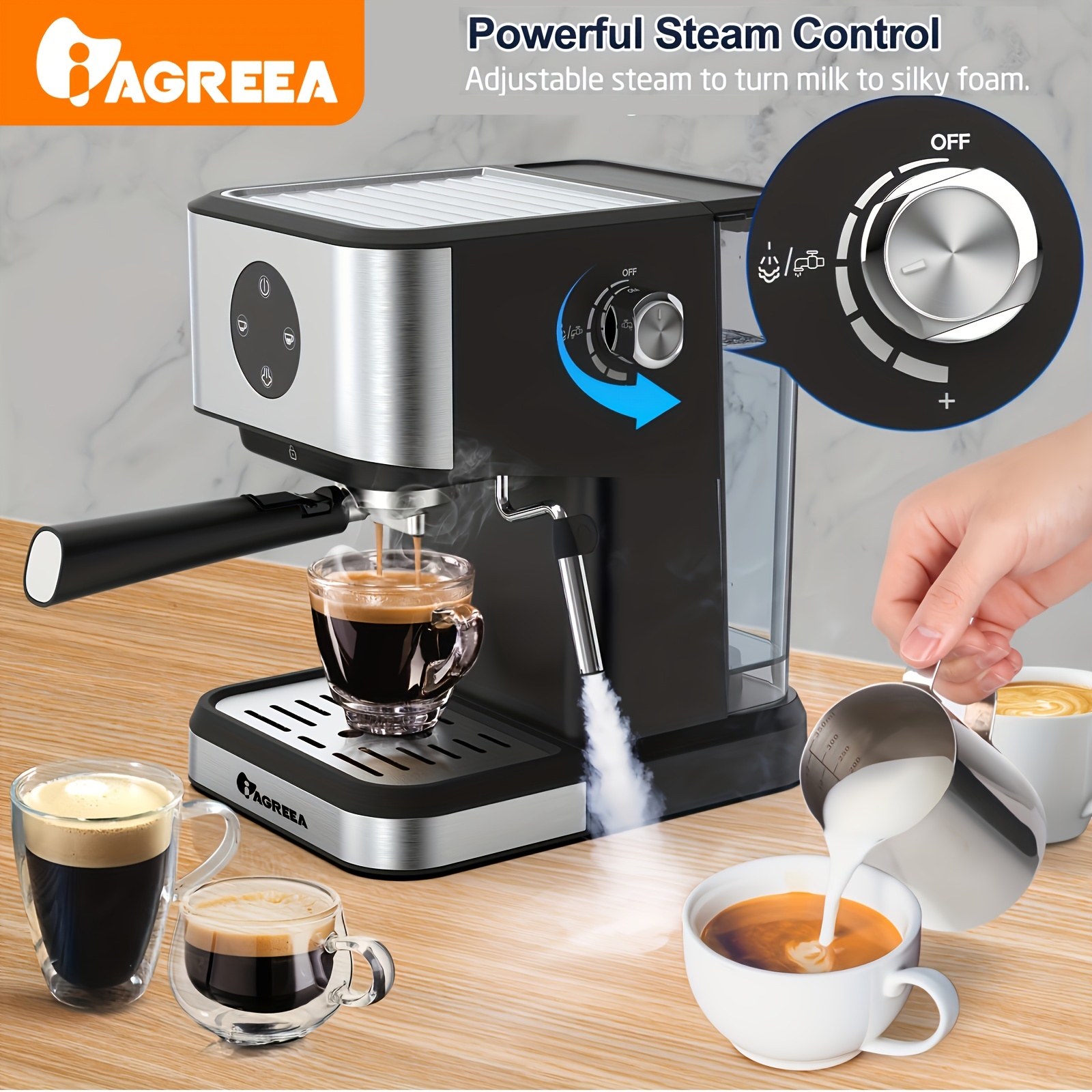 TechCoffee™ Máquina de Café Espresso Modelo: TC3200b con Deposito de Agua 2  litros - America Food Solutions