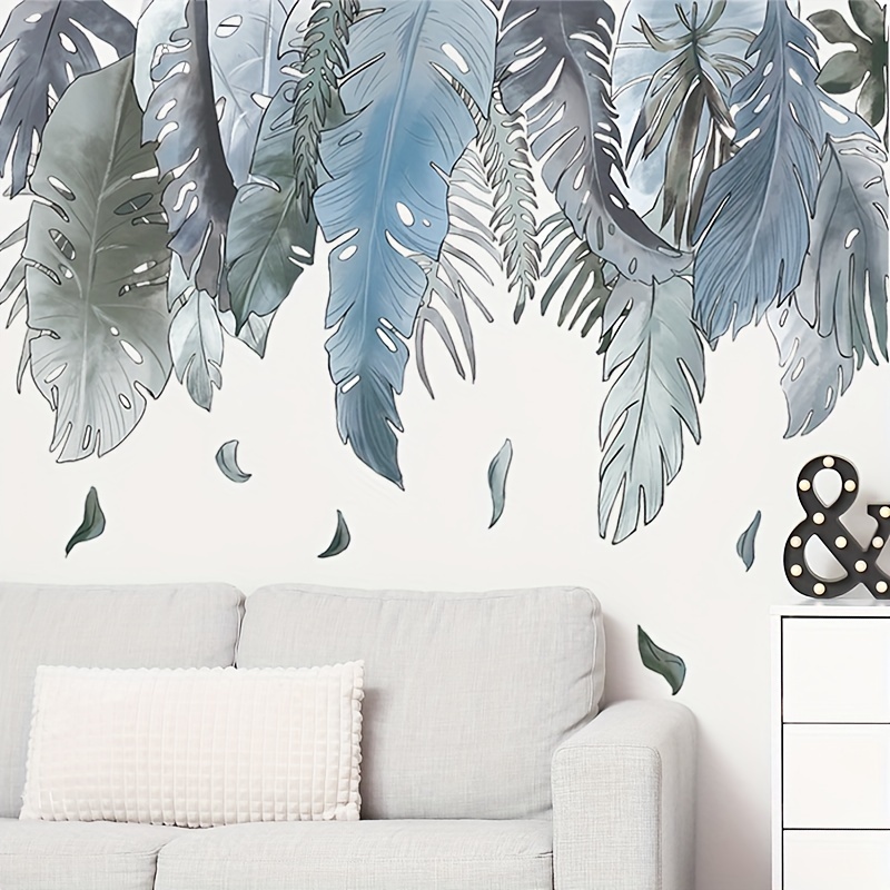 Tropical Green Plant Leaf Turtle Back Leaf Wall Sticker Diy - Temu ...