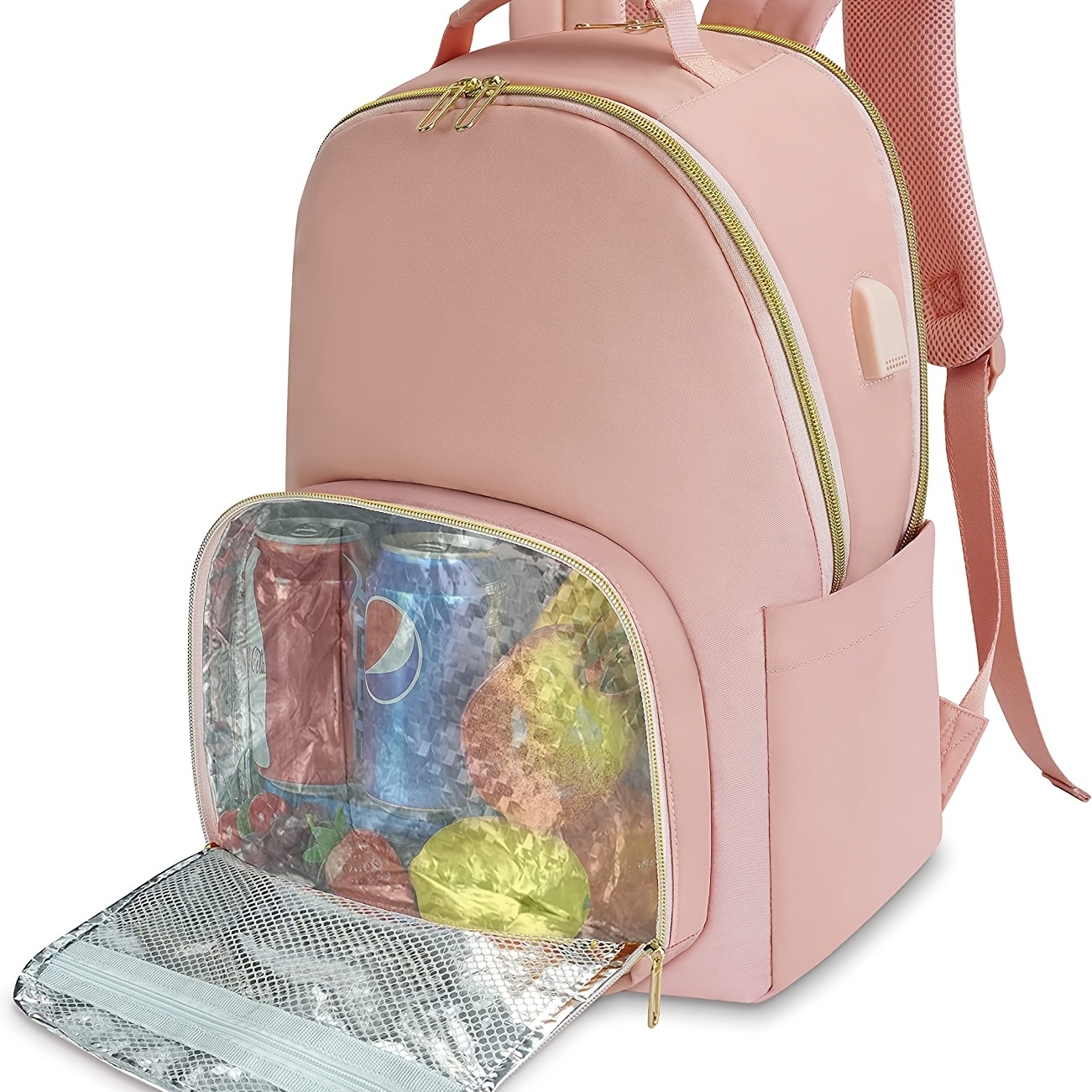 Mochila de almuerzo para mujeres, mochilas térmicas aisladas con puerto  USB, 15.6 pulgadas, bolsa para universidad, escuela, portátil, bolsa de  libros