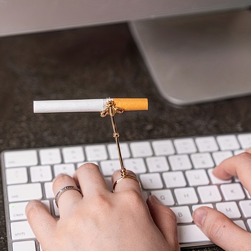 Sceptre Design Elegant Lady Smoker Cigarette Holder Ring Blunt holder for  finger Cigarette Rack With Wood Gift Box c111