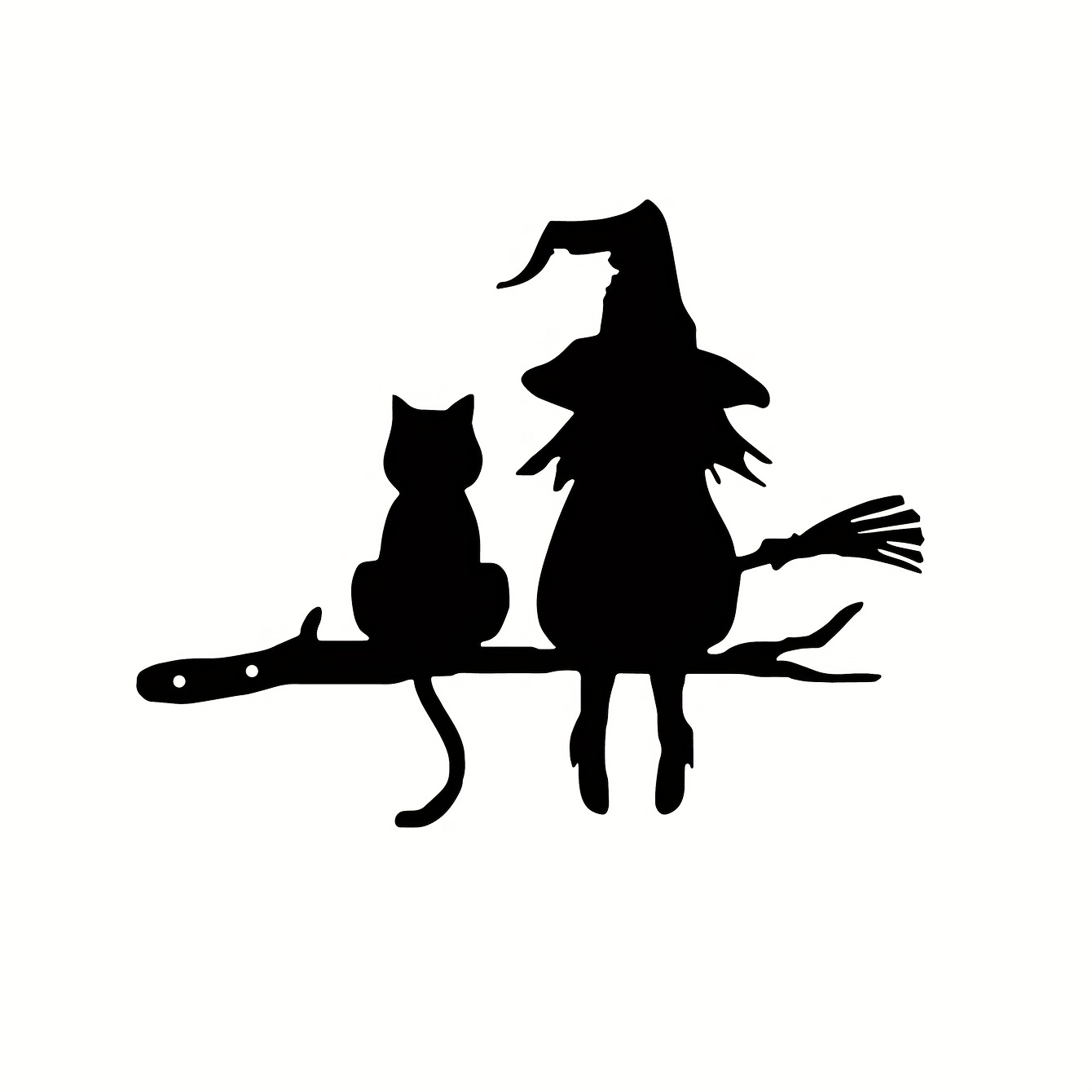 Iron Witch And Cat Garden Stake Yard Art Decor Tree Stump Plug-in