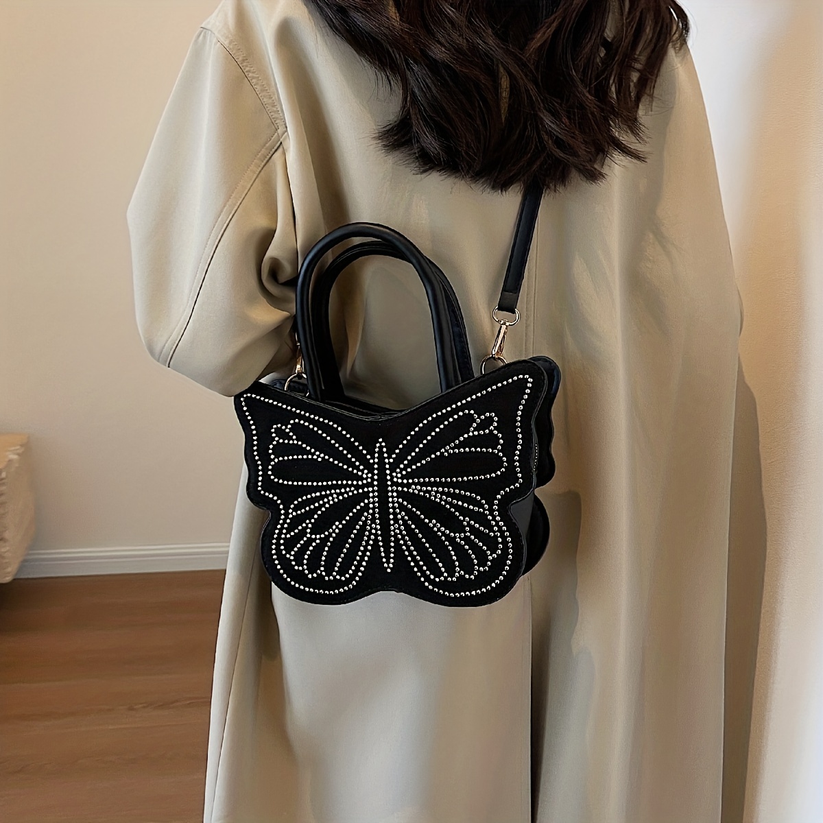Black Y2K Butterfly Shoulder Bag