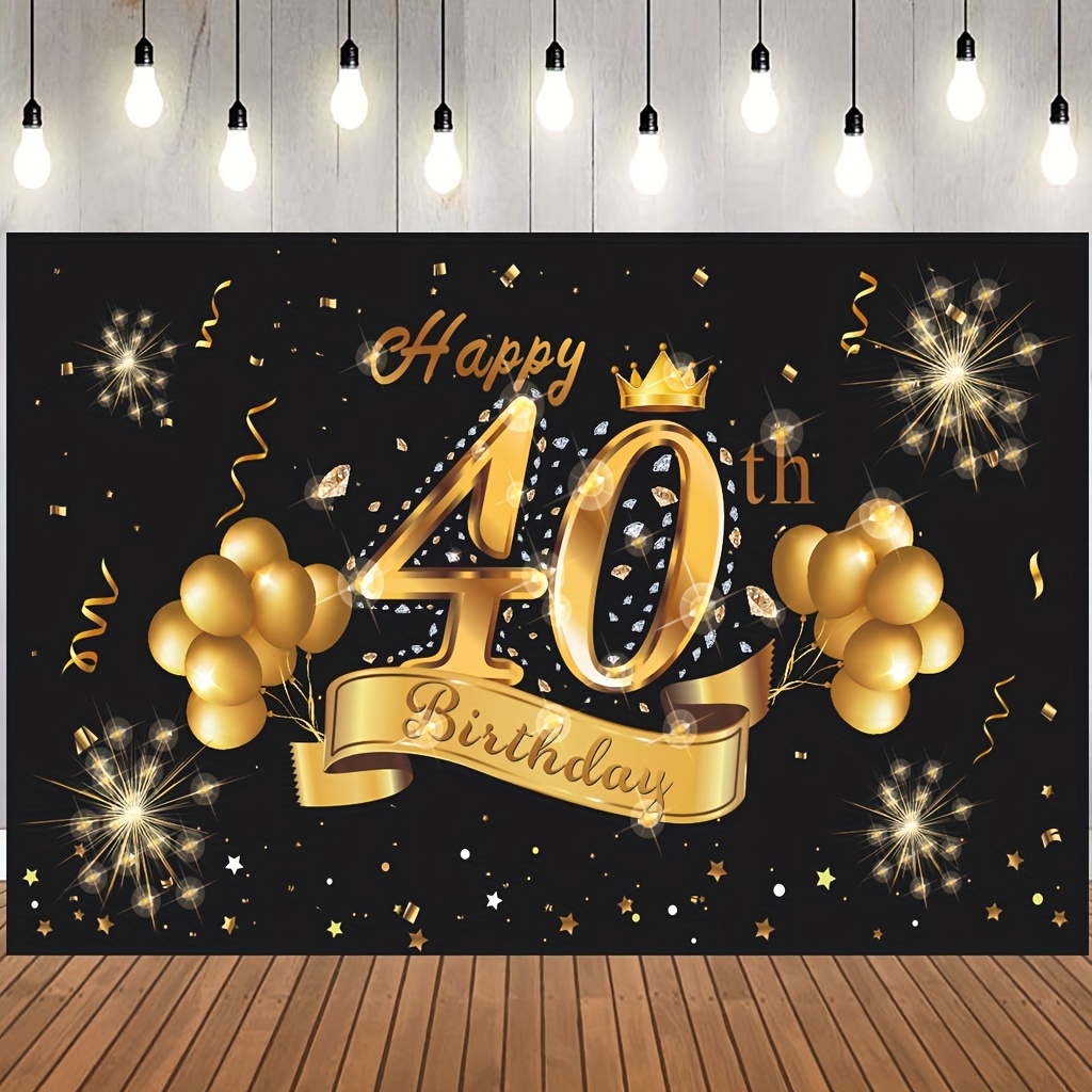Cartel de feliz cumpleaños 50 para mujer, decoración de fondo de cumpleaños  de 50 años y blanco dorado para fiesta de cumpleaños número 50 (72.8 x