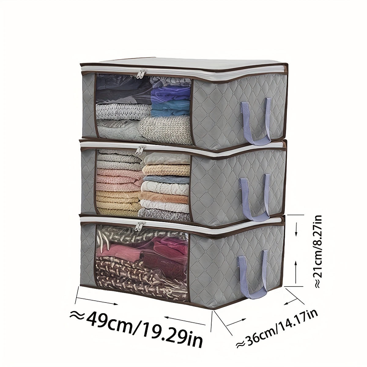 Closet Storage Bins with Clear Window and 2 Handles, Foldable Clothing Bins  for