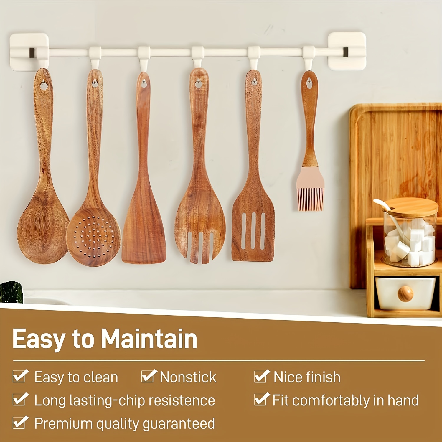 13pcs Wooden Kitchen Utensils Teak Wood Kitchen Wooden Spoons For Cooking  Spatula Set With Wooden Spoon Rest Tong Whisk Home  Kitchen Temu Japan
