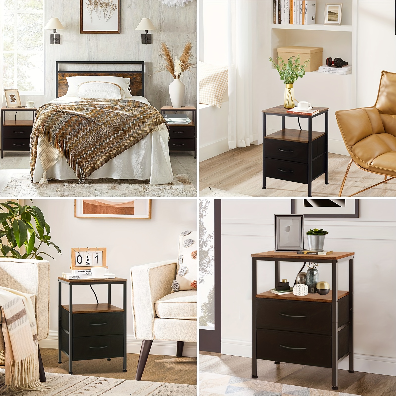 Home goods nightstand with store charging station