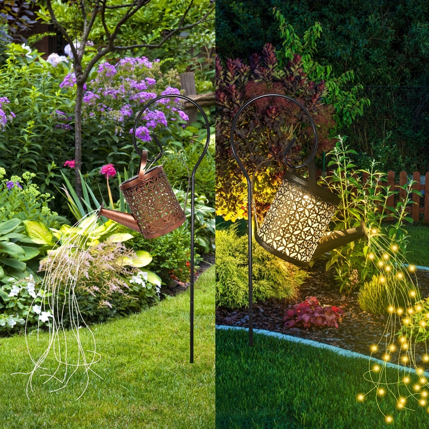 1 pza Regadera solar con luces para exteriores, decoración de jardín grande  con luces solares, luces solares en forma de cascada, a prueba de agua, pa