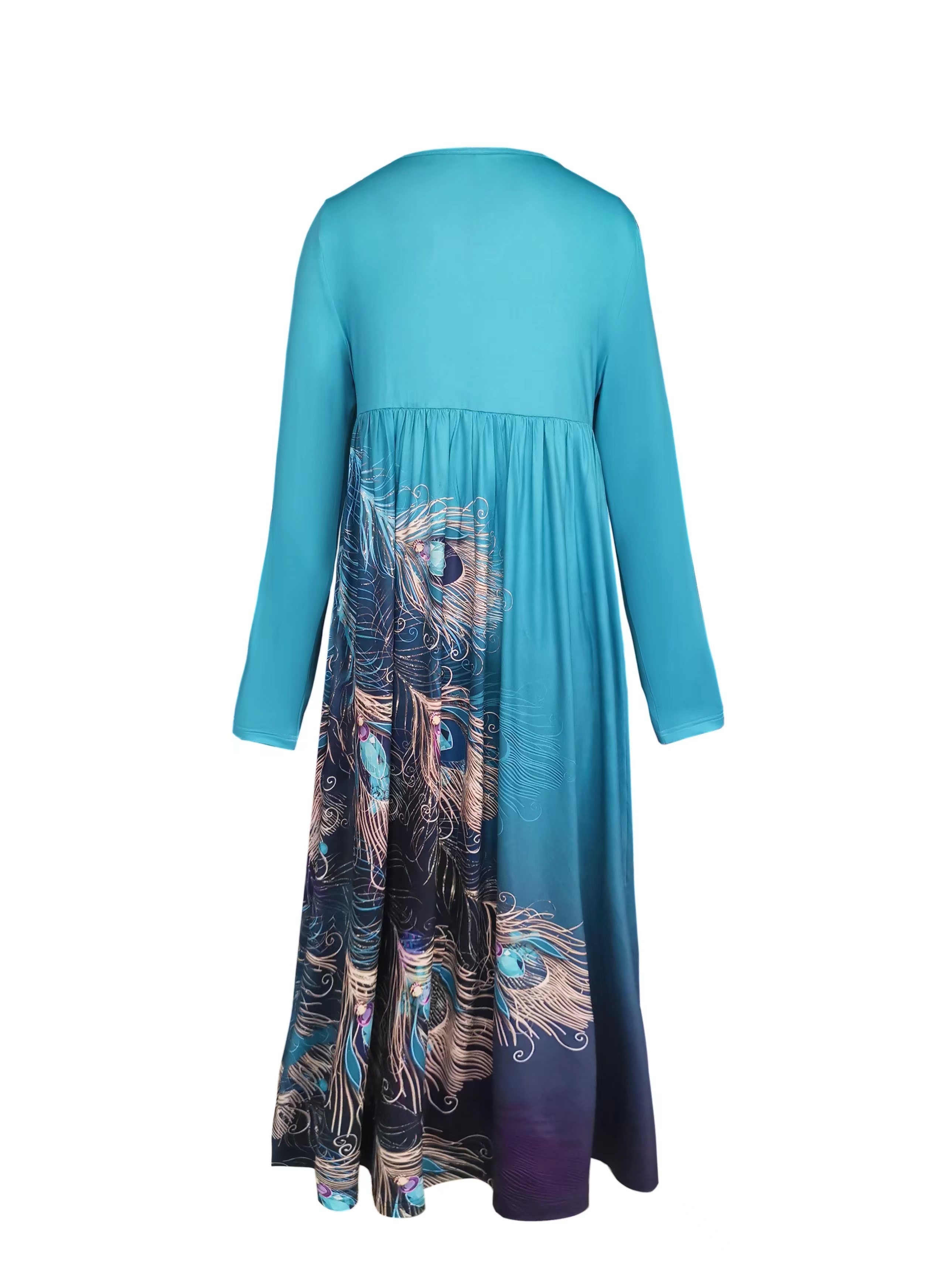 robe imprimée plumes robe décontractée boutonnée à Temu Switzerland