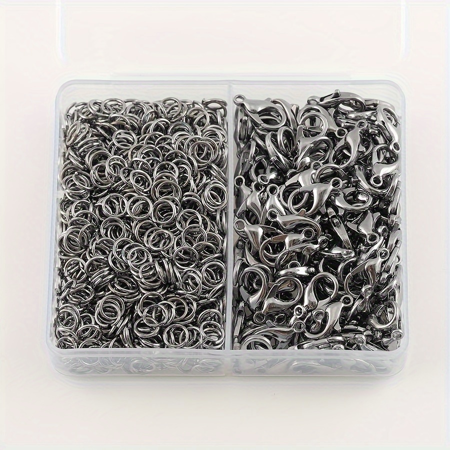 350pcs/box Gun Black Jewelry Making Supplies Set With 50pcs Alloy Lobster  Clasps 300pcs Jump Rings Connector Clasps Roll End Bracelet Necklace Chain E