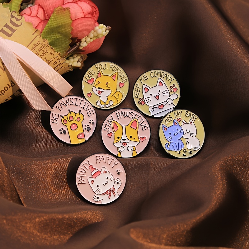 Round Cat And Dog Paw Brooch, 6 Styles