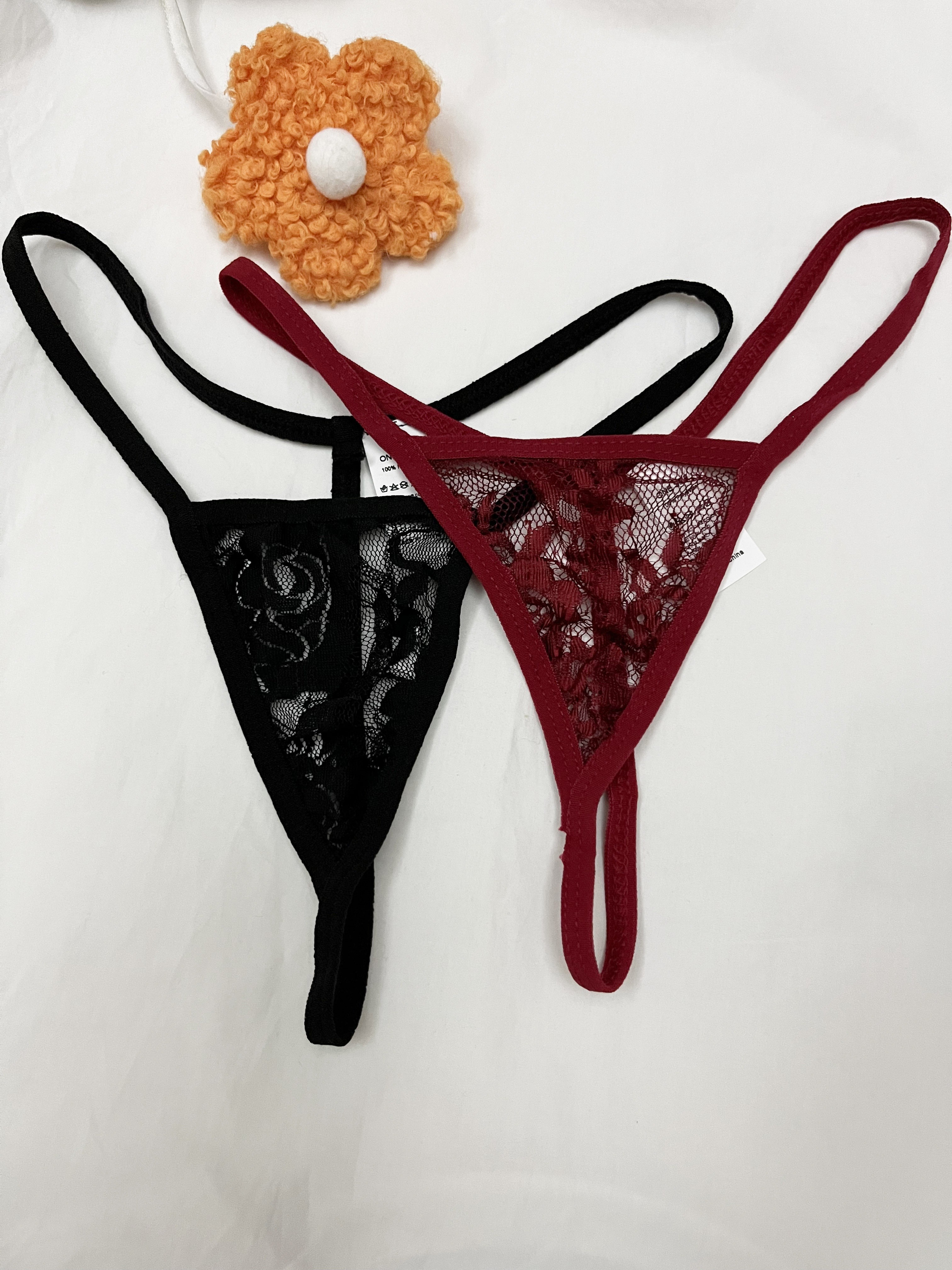 Sexy Floral Lace Cheeky Thongs Low Waist Transparent Panties
