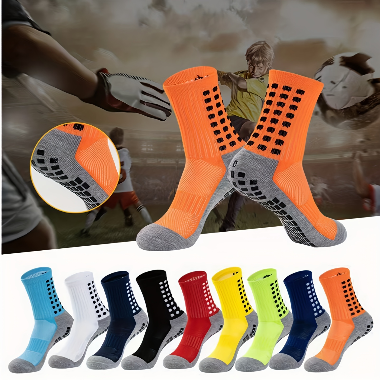 Comprar Calcetines de fútbol para hombre, calcetines deportivos  antideslizantes con parte inferior de silicona, calcetines de agarre para  baloncesto y fútbol