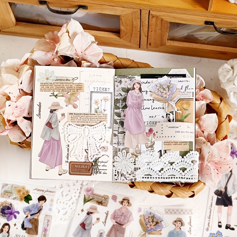 2 pçs kawaii meninas pessoas adesivos para scrapbooking colagem arte  embelezamentos planejadores journaling suprimentos