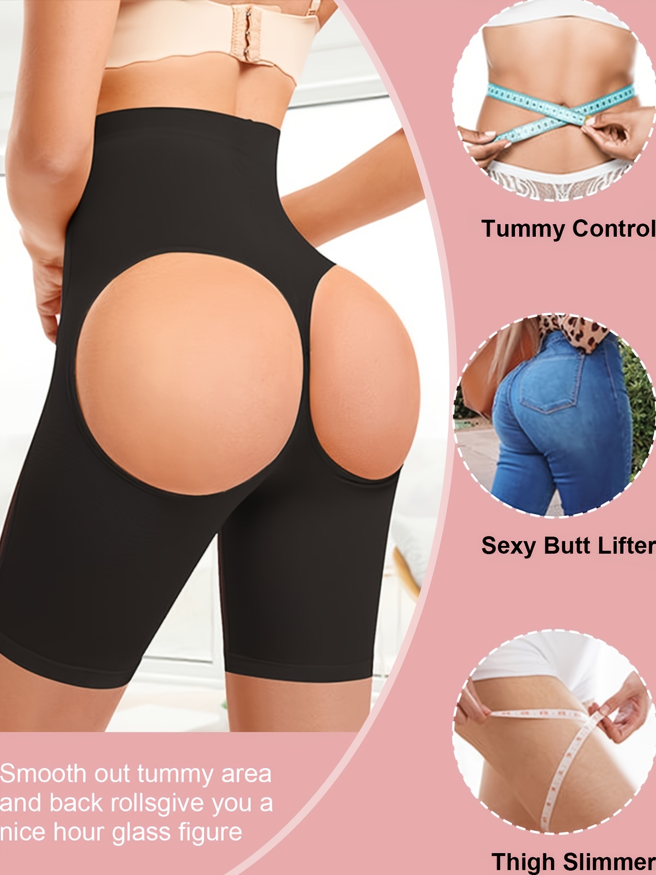 Aueoeo Waist Trainer for Women Lower Belly and Butt Lift, Waist Trainer  Shorts Ladies Seamless One-Piece Open Crotch Body Shaper Abdominal Lifter  Hip