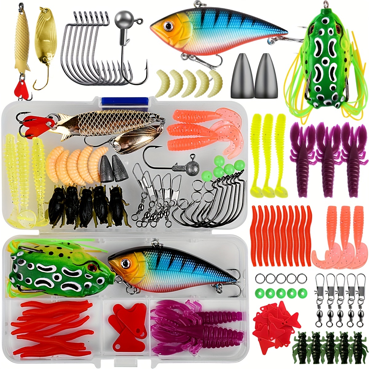 Freshwater Fishing Lures Kit Complete Tackle Box With Spoon - Temu New  Zealand