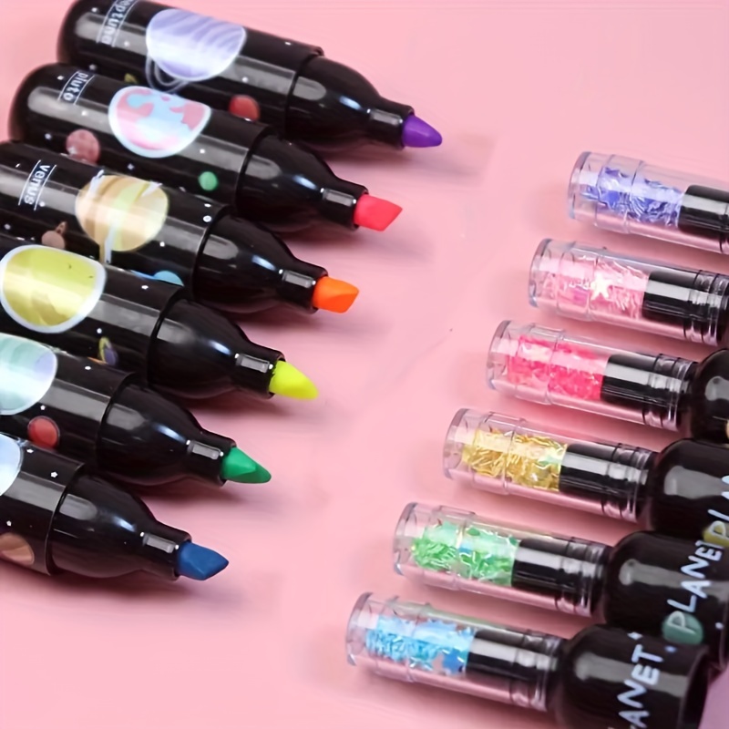 6pcs/set Tiny Markers With Fluorescent Colors & Cute Kawaii Design -  Perfect For Highlighting!