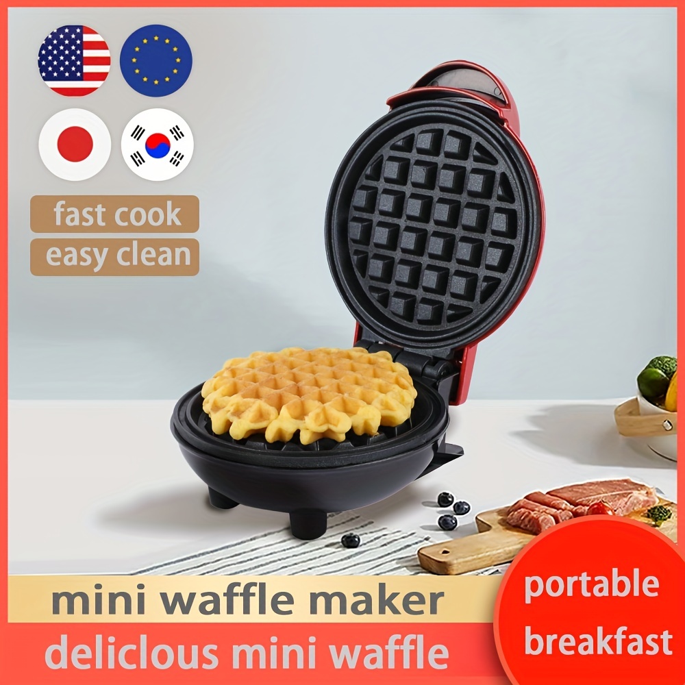 Emoji Mini Waffle MakerMake Breakfast Special for Kids & Adults with Cute Smiley Face Design Individual Waffle, 4 inch Waffler Iron