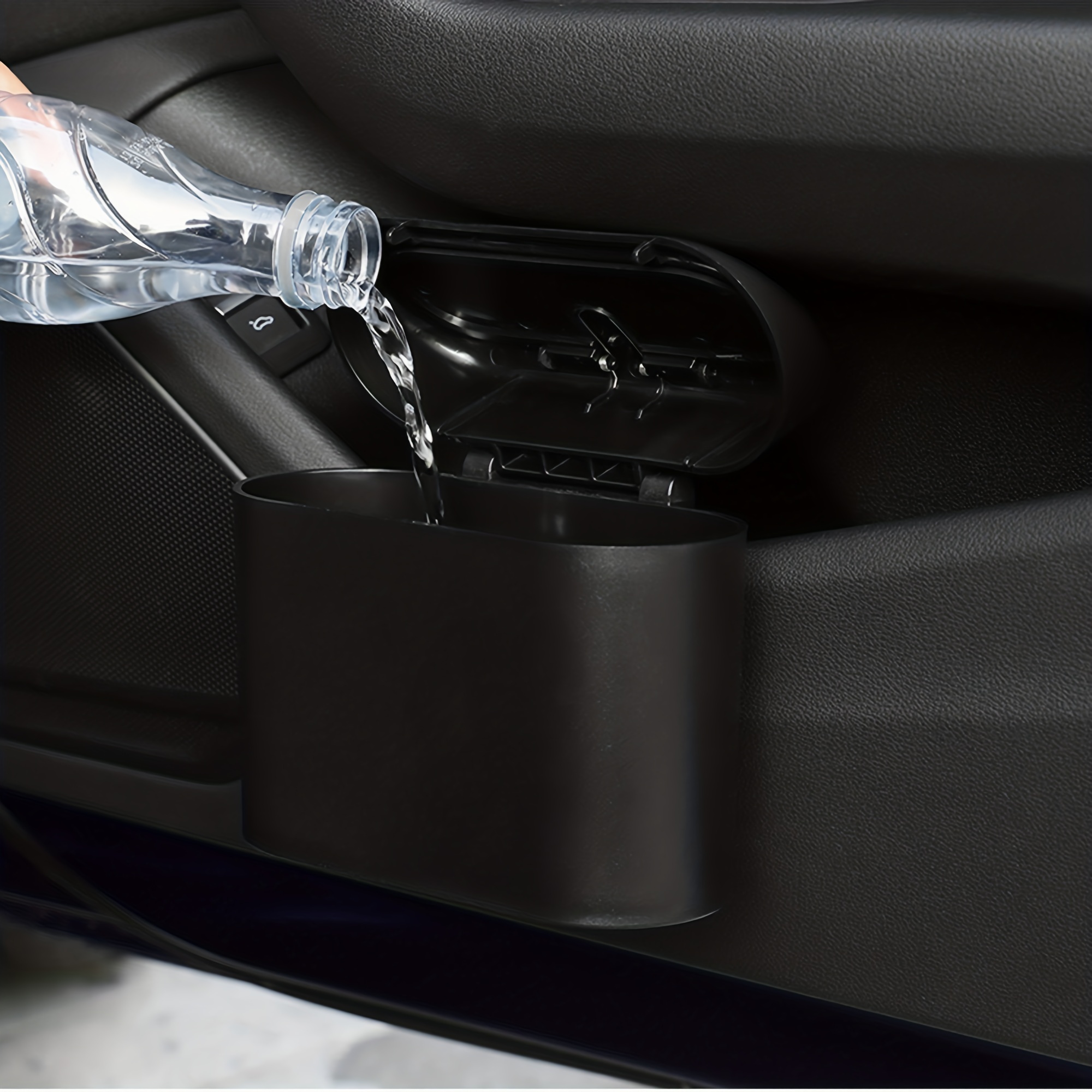 BMZX Poubelle de voiture avec couvercle, petit porte-gobelet, poche de porte,  poubelle pour voiture, maison, bureau, noir : : Auto et Moto