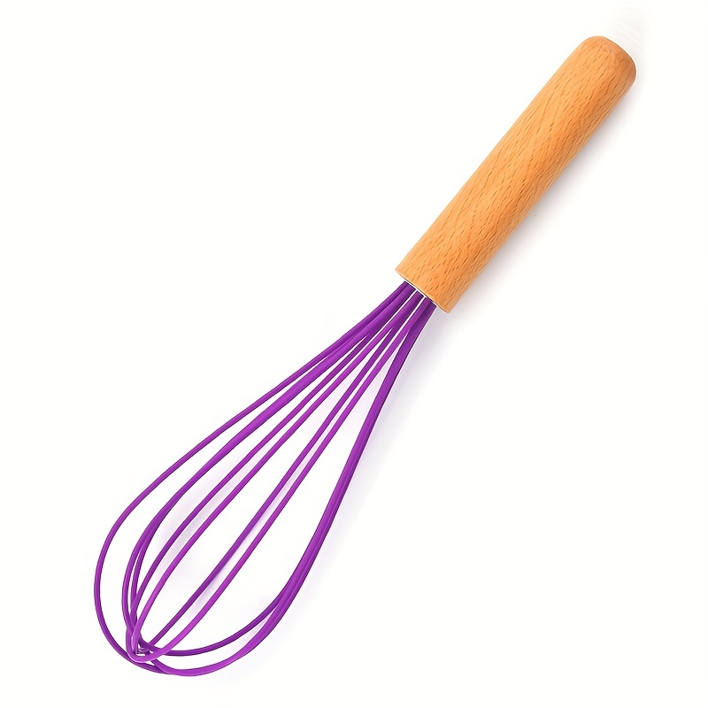 Silicone Whisk With Wooden Handle Hand held Egg Beater - Temu