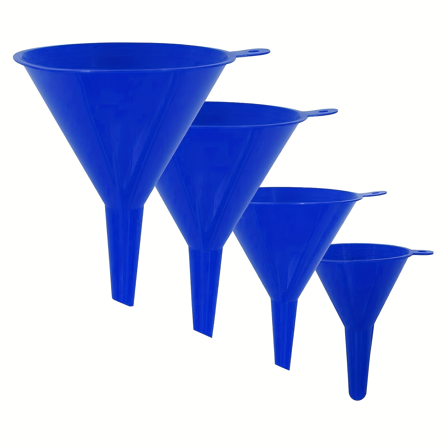 

4 Pieces Plastic Funnel Set For Automotive Use, Funnels For Filling Bottles, Lab Or Car Oil Funnels (white/blue/red)