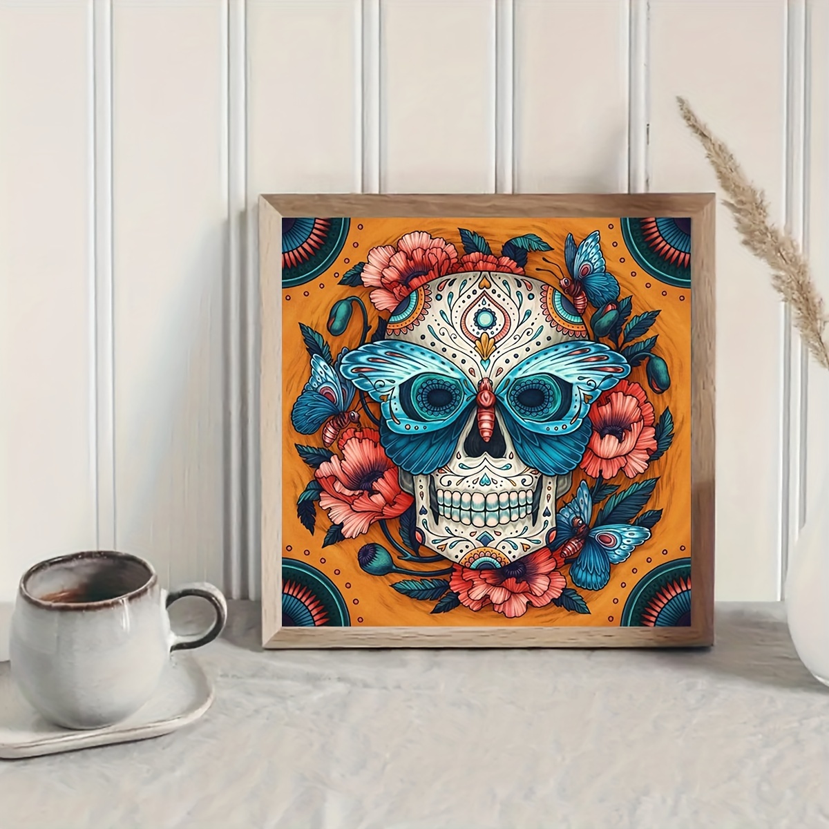 Frameless Diy 5d Diamond Painting Set Christmas Skull - Temu