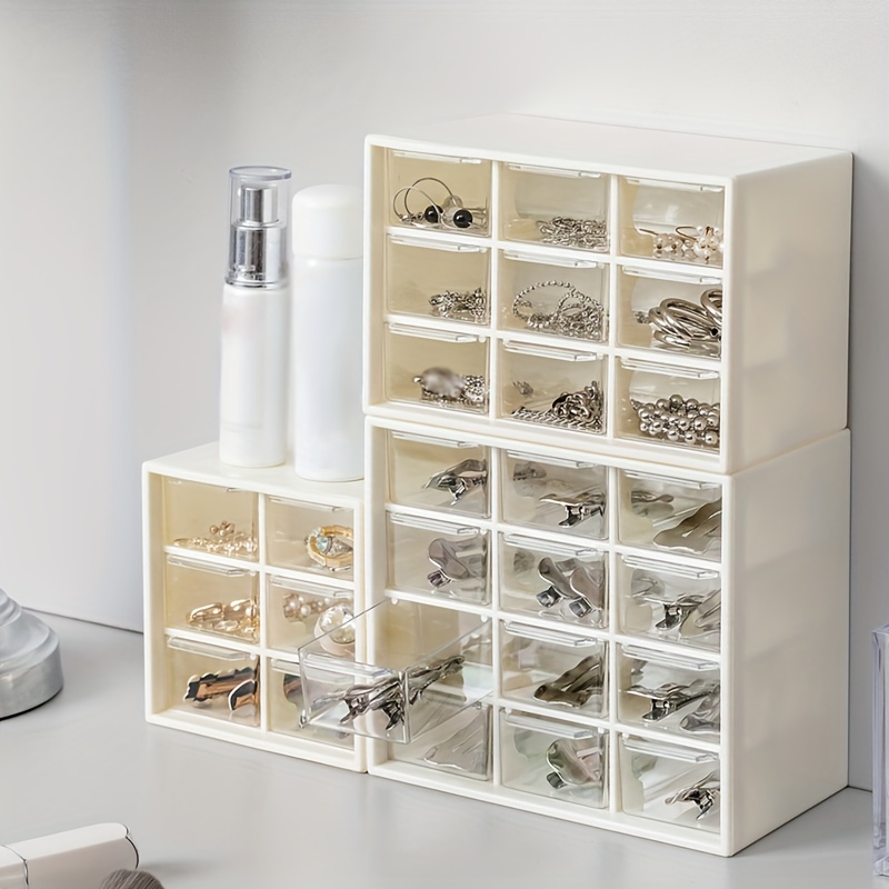 Acrylic Jewelry Organizer With 3 Drawers Multi Compartment Earring