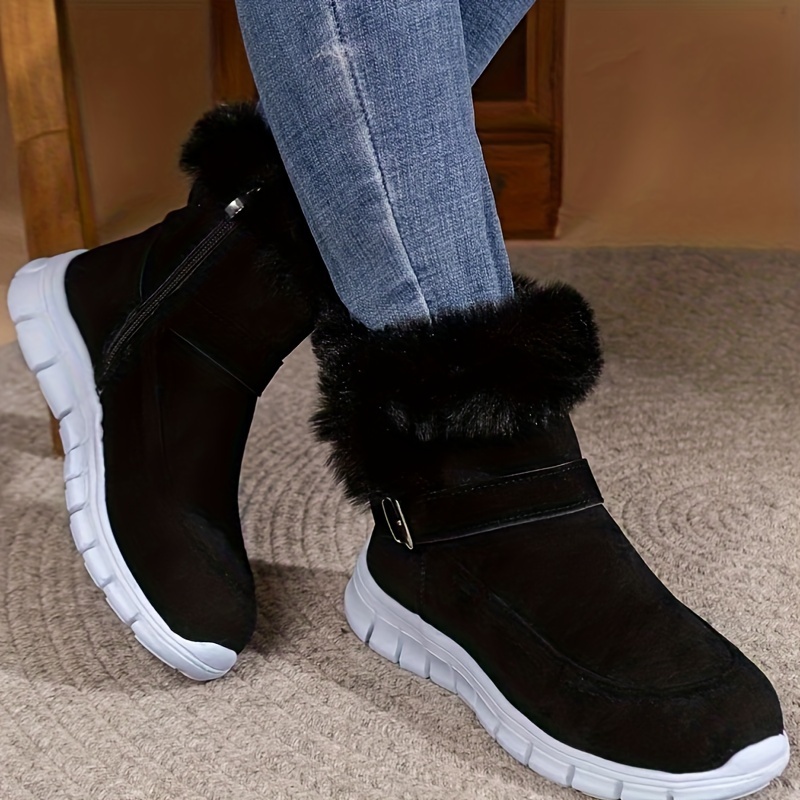 Botas Nieve Plataforma Color Sólido Mujer Botas Casuales - Temu