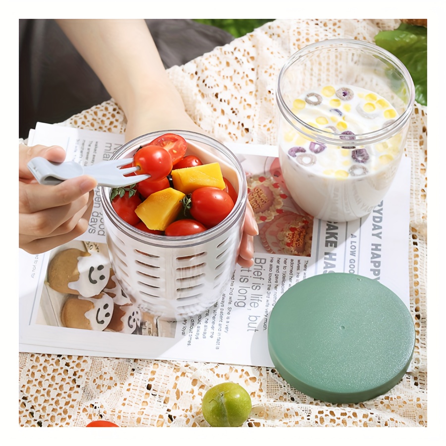 Airtight Plastic Fresh Food Fruit Drainer Container Snack Cup Cereal Cup To  Go For Woman Children - Temu