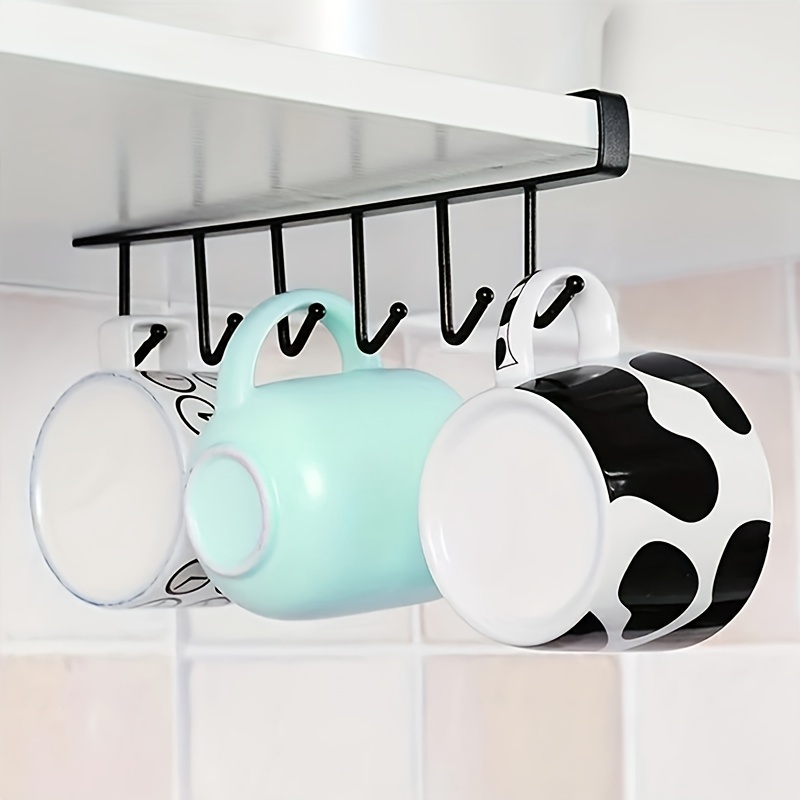 Mug Cup Holders With Hooks Under Cabinet And Shelf, Traceless