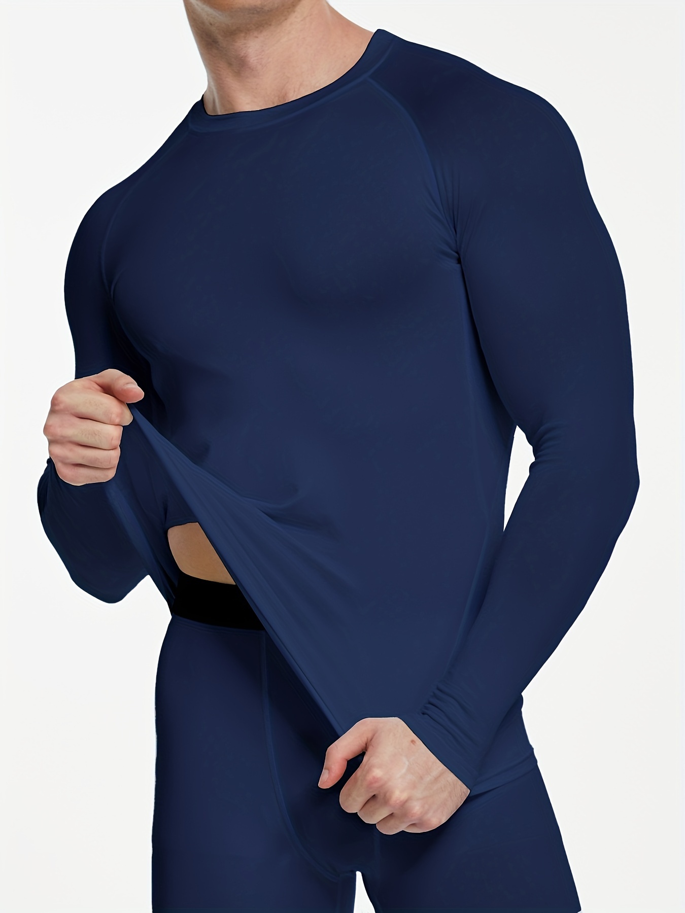 Men's Compression Long Sleeve Shirt - Navy Blue