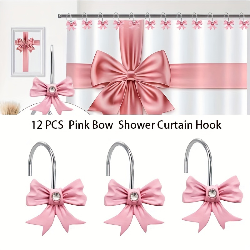 Shower Curtain Hooks, Rust Proof Decorative Shower Curtain Hooks Hangers  for Bathroom Curtains, Clothing, Modern Cartoon Striped Flower Rose :  : Maison