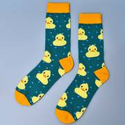 1pair mens novelty funny duck print socks cartoon breathable comfortable crew socks 1