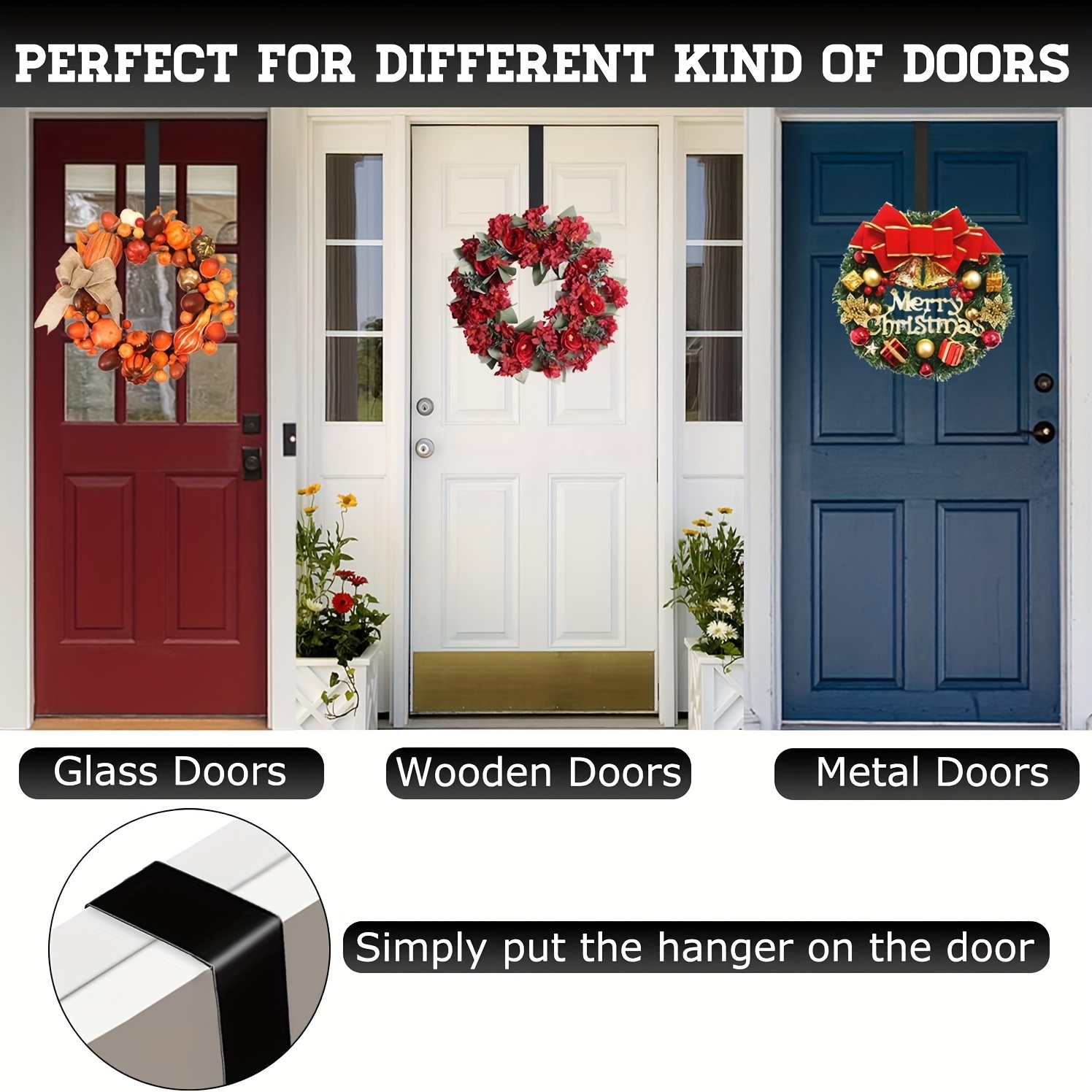 Wreath hook best sale for wooden door