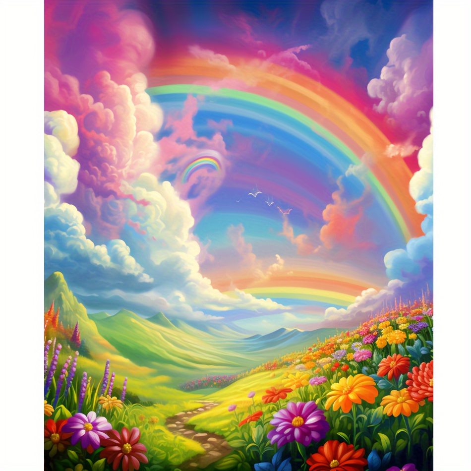 Rainbow Flowers Diamond Painting Kit - Temu