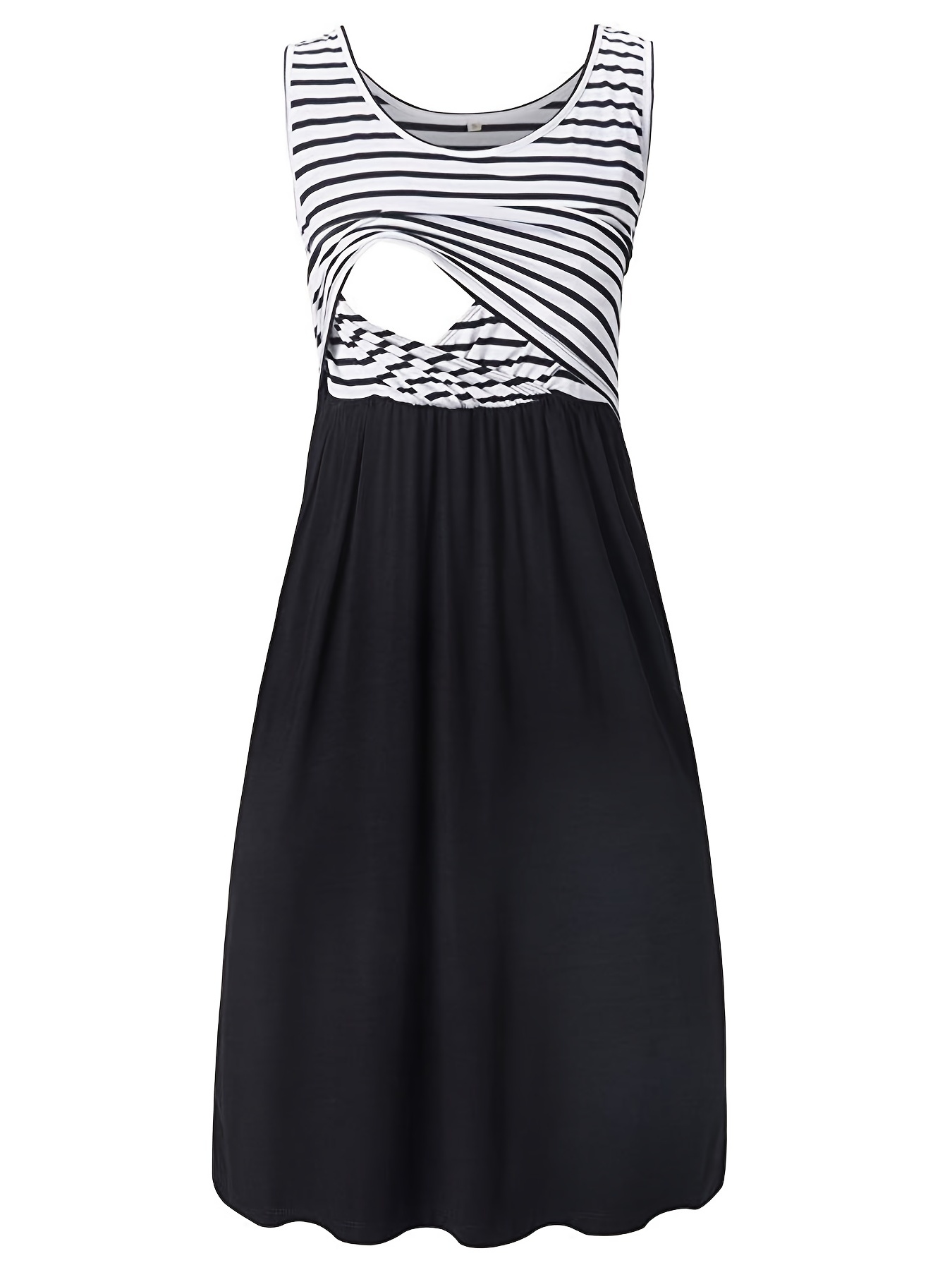 maternity nightgown dress striped color block nursing tank sleep dress