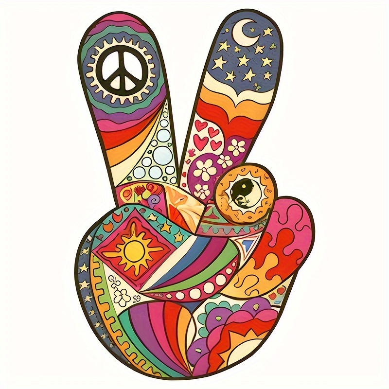 Hippie Peace Sign Iron On Transfer Stickers Designed With - Temu