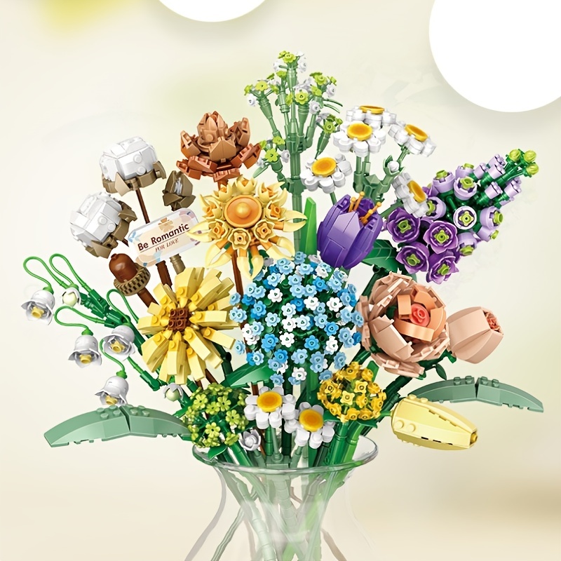 608pcs Série De Fleurs Éternelles Orchidée Bonsaï Blocs De