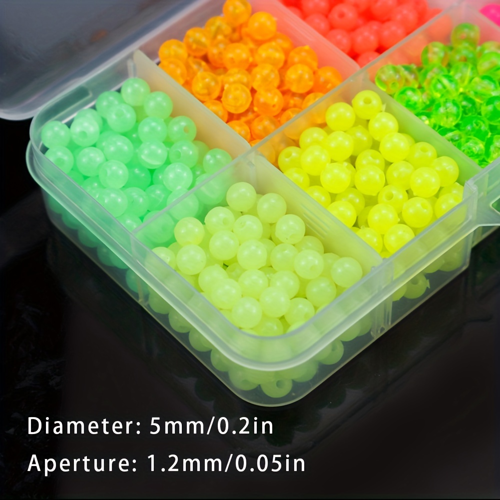 200Pcs 3mm Dia Round Soft Plastic Glow Fishing Beads Tackle Tool