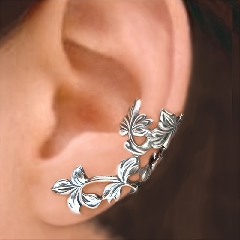 1pc New Arrival Vintage Hollow Out Flower & Leaf Design Ear Cuff Trendy  Earring