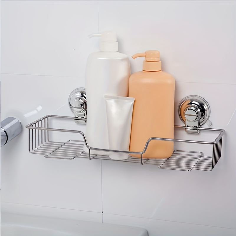 Suction Cup Stainless Steel Bathroom Storage Rack