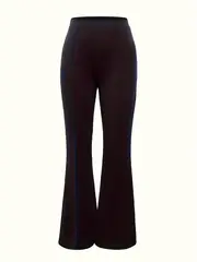plus size elegant pants womens plus solid high rise high stretch flared leg trousers details 2