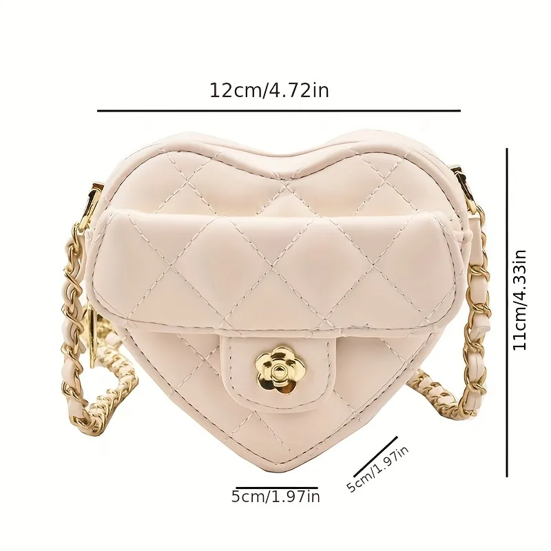 Heart-shaped Chain Crossbody Bag, Mini Quilted Coin Purse, Women's Pu  Leather Shoulder Bag - Temu Germany